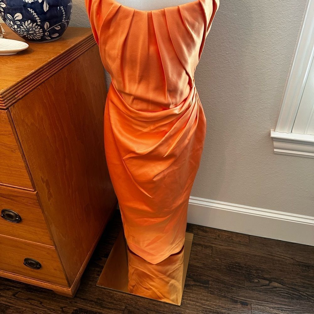 House Of Cb Alora Tangerine Strapless Corset Midi Dress-G19 - Picture 7 of 8